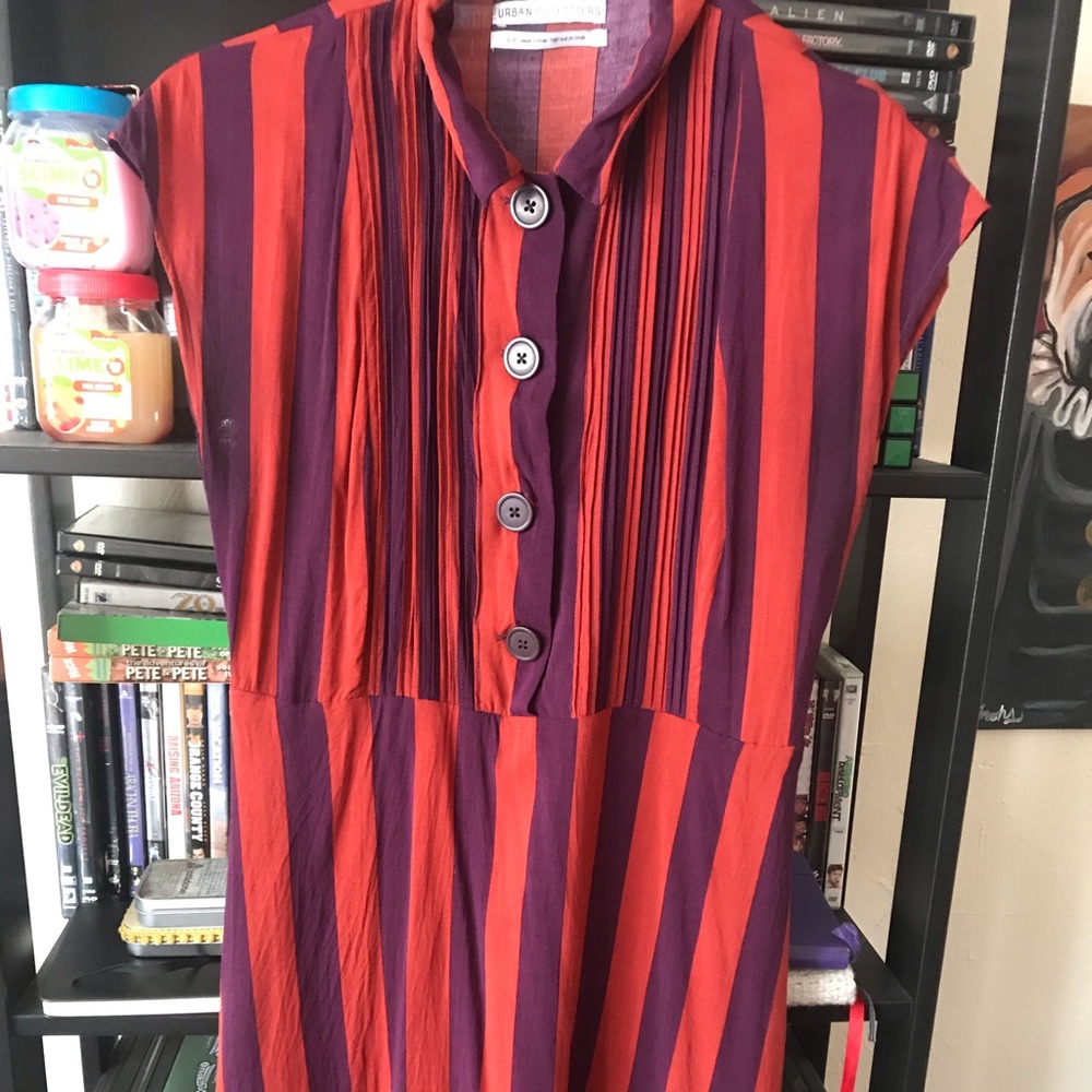 Red and Purple Striped Mini-Dress-Urban Outfitters